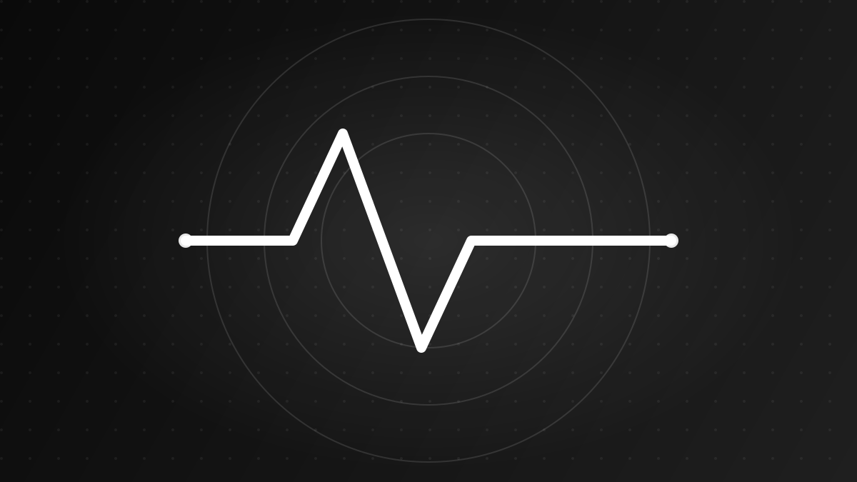 Abstract activity-pulse motif over concentric rings on a dark background.